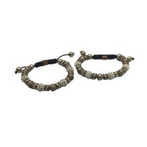 Nicole Bracelet Beaded Silver Gold Tone Slider Bangle Rhinestone Accent